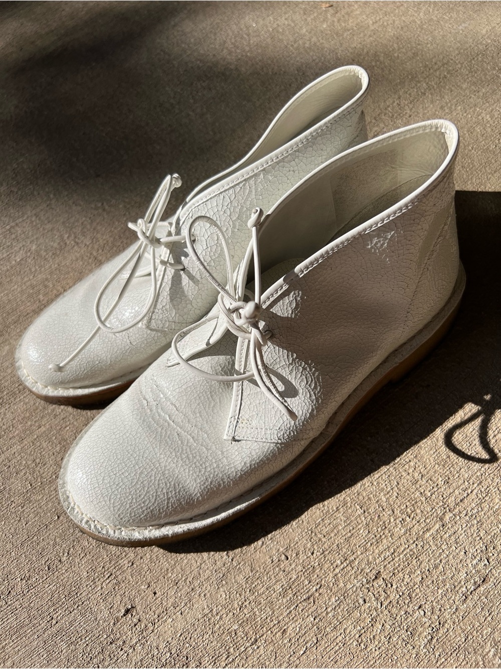 Vintage Tory Burch White Pebbled Leather Ankle Desert Boots